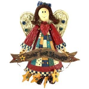Home Interiors Angel Wall Decor “Count Your Blessings” Folk Art Plaque